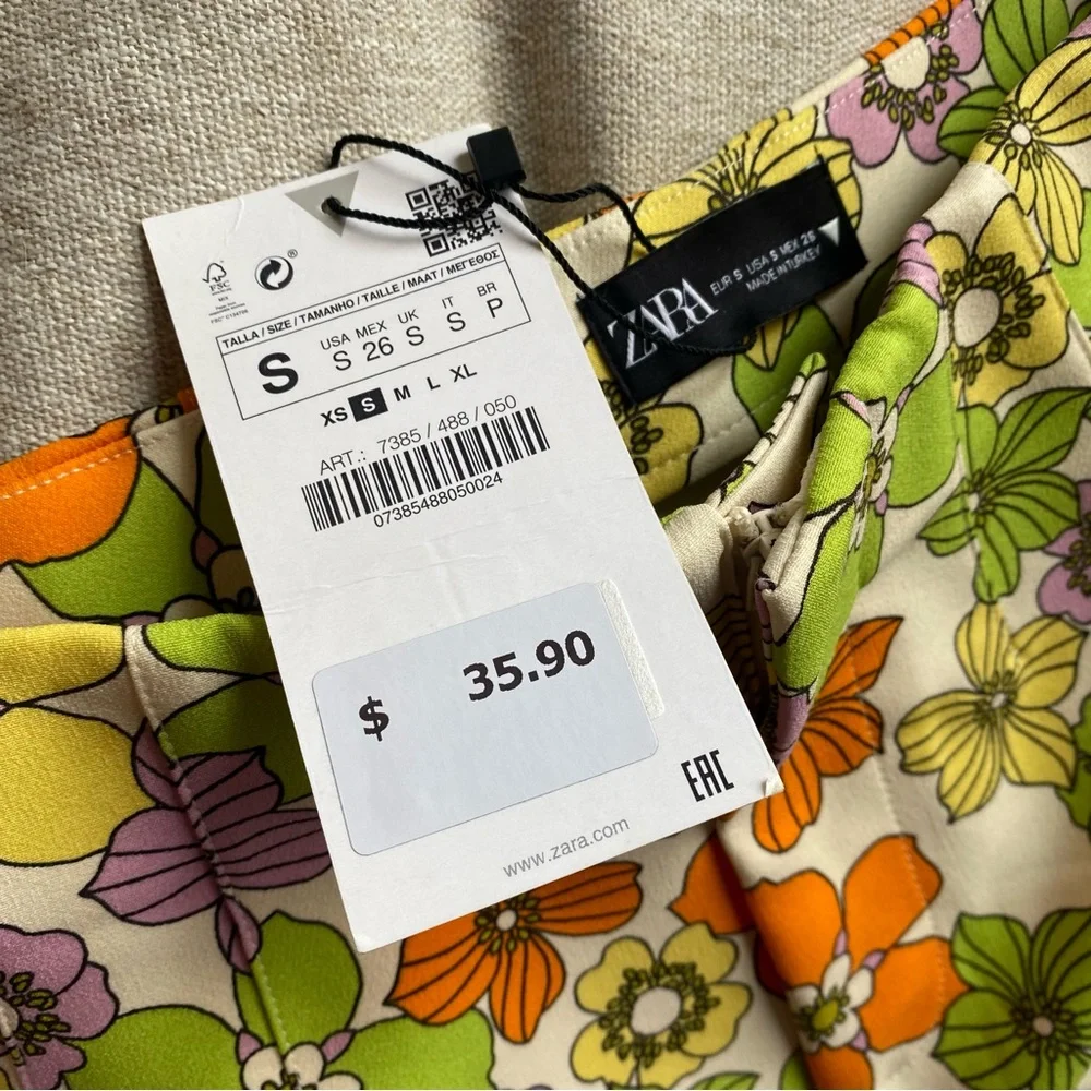 ZARA Flower Power High Waisted Shorts - Picture 6 of 12